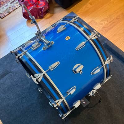 1960s Ludwig Drum Set Blue Sparkle 22/13/16 w/ bonus 14" image 4