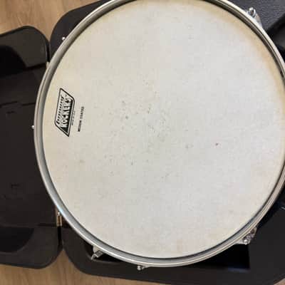 Ludwig No. 404 Acrolite 5x14" 8-Lug Aluminum Snare Drum with Pointed Blue/Olive Badge 1969 - 1979 - Matte Aluminum image 7