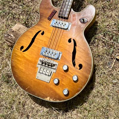 Vintage Harmony H-27 Mid 60’s Bass Guitar - Sunburst Flame Top image 13
