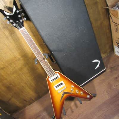 Dean Flying V Amber Burst Flame Maple Made in Korea With Original Hard Case image 2