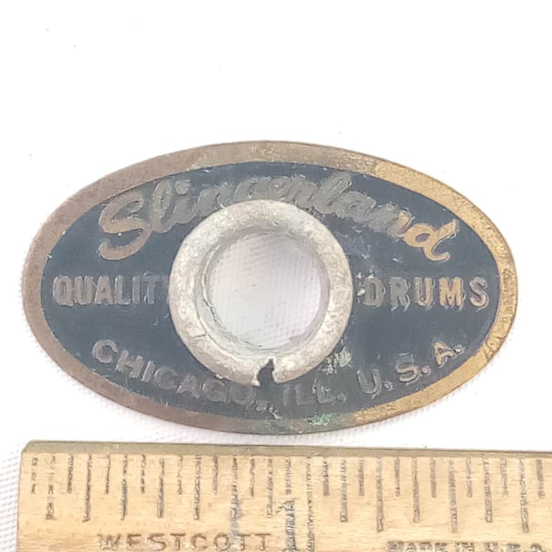Slingerland Black/Brass 1959-'61 Chicago Badge Snare/Bass Drum +Aluminum Grommet image 1