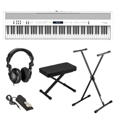 Roland FP-60X 88-Key SuperNATURAL Portable Digital Piano, White Bundle with Stand, Bench, Sustain Pedal, Studio Monitor Headphones