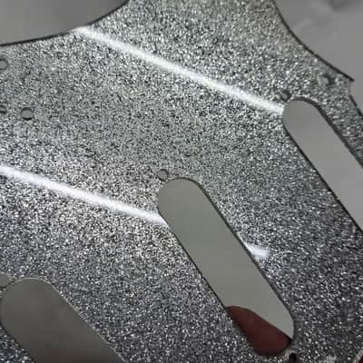 Lefty left handed Platinum Silver Sparkle Glitter Acrylic Strat Stratocaster 11 hole pickguard Fender SSS image 5
