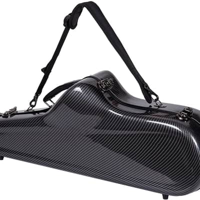 Crossrock Tenor Saxophone Case, Compact Design with Lightweight Composite Carbon Fiber, Black image 3