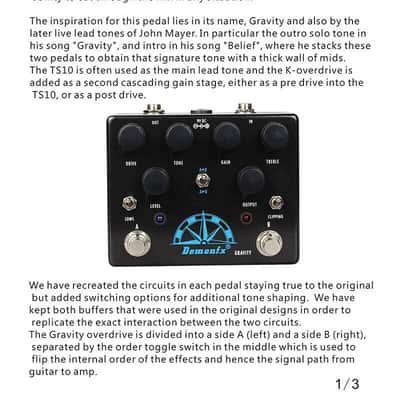 Demonfx DFG Gravity Dual Channel Overdrive w/clip options image 5