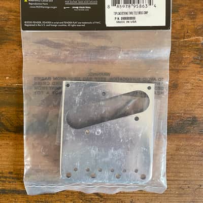 Fender 099-0808-000 3-Saddle Top-Load / String-Through Telecaster Bridge with Compensated Brass “Bullet” Saddles 2020s - Chrome / Brass image 2