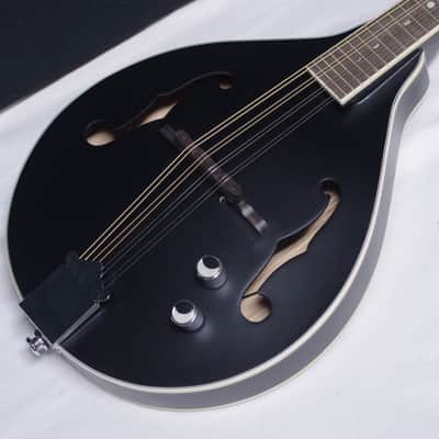 LUNA Moonbird A-style Mandolin NEW acoustic/electric Black Satin w/ Case image 4
