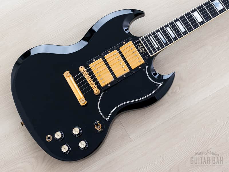 1999 Gibson Custom Shop 1961 Les Paul SG Custom Ebony 3 Pickup w/ 57 Classic PAFs, Case image 1