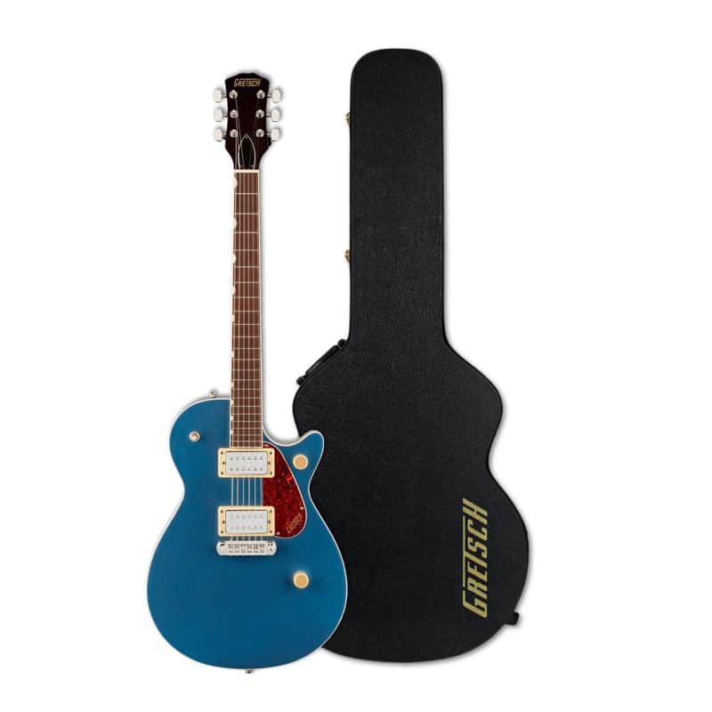 Gretsch Streamliner Jet Club Single-Cut Electric Guitar with Wraparound and Laurel Fingerboard (Dark Denim) Bundle with Gretsch G6238FT Electromatic Solid Body Flat Top Hardshell Case (Black) image 1