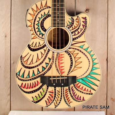 Washburn AB5K Custom Art 4-String Acoustic Bass "Spikes of the South West " w/gig bag image 2