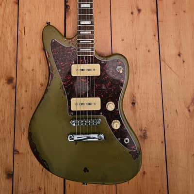 Custom Jazzmaster green electric guitar relic with P90 pickups 2025 image 2