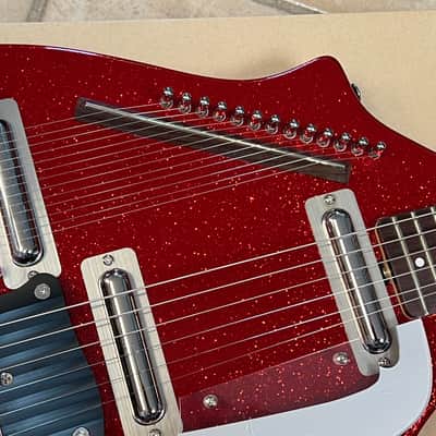 2025 Danelectro Coral Electric Sitar Red Sparkle Metal Flake image 4