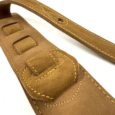 Walker and Williams C-22-SB New Brown Roughout Handmade Soft Signature Suede Leather 3" Wide Guitar Strap For Acoustic, Electric, And Bass Guitars image 8