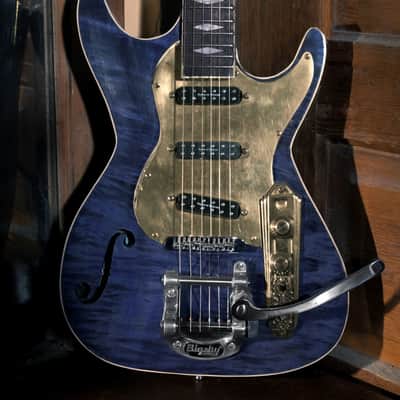 Postal Custom Memphis Rocket Blue Flamed Maple  F Hole Bigsby Duncan Little ’59™ Strat Pickups image 17