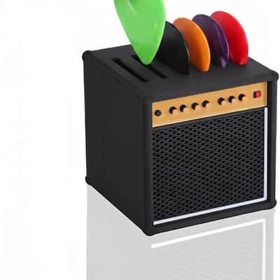 Guitar Picks Holder Box, Guitar Pick Display Holder, Amp Speaker Styled Pick Holder with 5 Celluloid Guitar Picks, Guitar Pick Storage Box Set for Guitar Players and Music Enthusiasts image 3