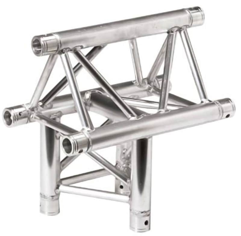 Global Truss TR-4096H-O F33 12" Triangle Truss 1.64'/0.5m 3-Way Horizontal T-Junction - Apex Out image 1