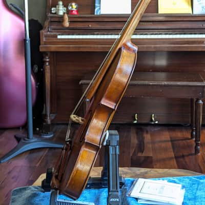 Revived Old 4/4 Bench-Made Violin Labeled Pietro Perni 1892, Vintage Roman Labeled Fiddle Outfit w/ Holstein Pernambuco Bow and Antique Case image 6