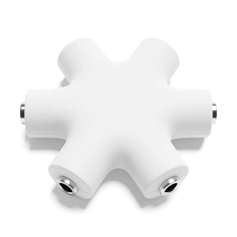 ExcelValley [White] Mono Patch Cable Splitter Hub 6 Port 5 Way TS 3.5mm 1/8" Modular Synth Eurorack image 1