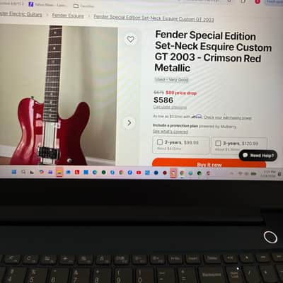 Joe Walsh autographed Fender Special Edition Set-Neck Esquire Custom GT 2003 - Crimson Red Metallic image 7