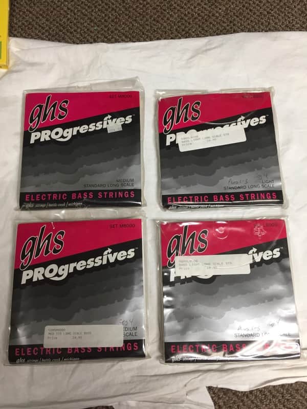 GHS Progressive Bass Strings 4 Set Lot: 2 Med M8000, 2 Light L8000 image 1