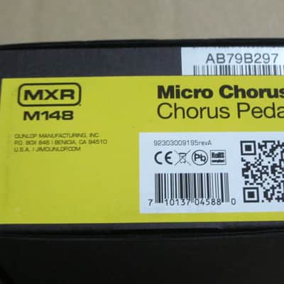 very lightly handled / mostly very clean MXR EMPTY BOX for M148 Micro Chorus Reissue (NO pedal) +original Instructions, original Warranty/Registration & MXR Quick Guide (2010s-2020s) BOX: black cardboard w/silver color MRX logo / LABELS yellow & black image 16