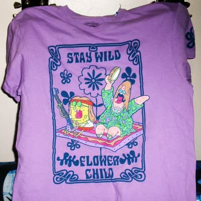 stay wild flower child official sponge bob m tee - music 1960s groovy hippie woodstock love peace jimi janis image 1
