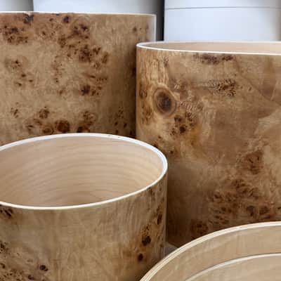 POPLAR MAPPA BURL exotic wood and Maple 7 pcs shell set - 5 ply core shells - Clear gloss polished BEST OFFERS ACCEPTED! image 5