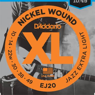 D'Addario EJ20 XL Nickel Wound Electric Guitar Strings, Jazz Extra Light Gauge, 10-49