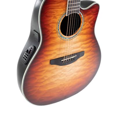 Ovation CS24X-7C Celebrity Series Traditional Plus Mid-Depth Acoustic-Electric Guitar Cognac Burst image 16