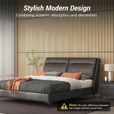 4 PCS Wood Slat Panels, 48” x 24” x 0.83” Acoustic Panels for Wall, Decorative 3D Slat Panels for Sound Absorbing, Soundproof Panels for Living Room, Studio, Recording Room, Burly Wood image 3