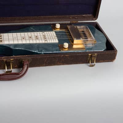 Bronson Singing Electric Lap Steel Electric Guitar, made by Valco (1952), ser. #X-14994, original brown hard shell case. image 12
