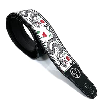The Jimmy Dragon Suit Guitar Strap in White - Vtar Vegan Guitar Straps image 2