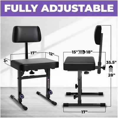 Liquid Stands Adjustable Piano Keyboard Bench with Backrest - Black Padded Cushion Seat for Musicians image 2
