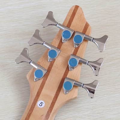 Custom Left Handed 6 String Electric Bass, Zebra Wood Top Body, Maple Neck Through, 24 Frets Fingerboard image 6