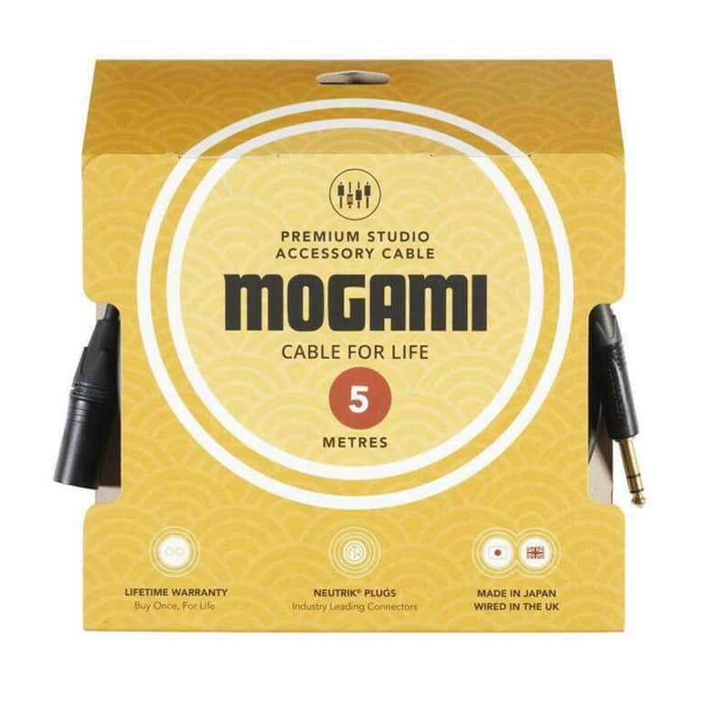 Mogami 5m TRS Jack - XLRM Cable with Neutrik Black and Gold Connectors image 1