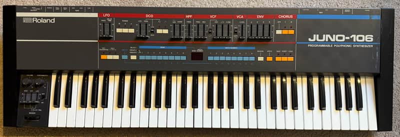 1984 Roland Juno-106 61-Key Programmable Polyphonic Synthesizer 1984 (all VCA/VCF chips replaced) with Hard Shell Case image 1