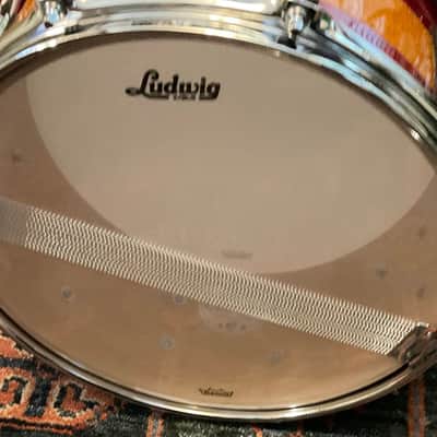 Ludwig 6.5” x 14” Classic Maple Snare Drum - Tri-Band Red & Gold Sparkle image 11