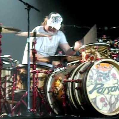 Rikki Rockett's Poison, Rockett Drum Works, Steam Bent Hickory "The Rose" Drum Kit, 22",16", 14", 12", 10",  Plus Woofer, Swarovski Crystals, Signed! STUNNING image 4