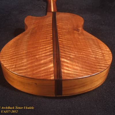 Handmade Cutaway Tenor Ukulele, Solid Spalted Maple & Curly Maple, Archback, Dove Inlay, Soft-bag, Bruce Wei UAJ17-2012 image 9