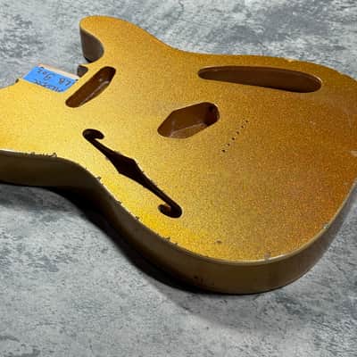 Real Life Relics 69 Thinline Tele® Telecaster® Body Double Bound Semi Hollow Aged Gold Flake Sparkle image 6