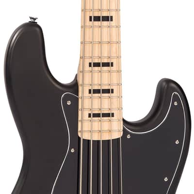 Vintage VJ75 ReIssued Maple Fingerboard Bass Guitar ~ 5-String ~ Black image 7