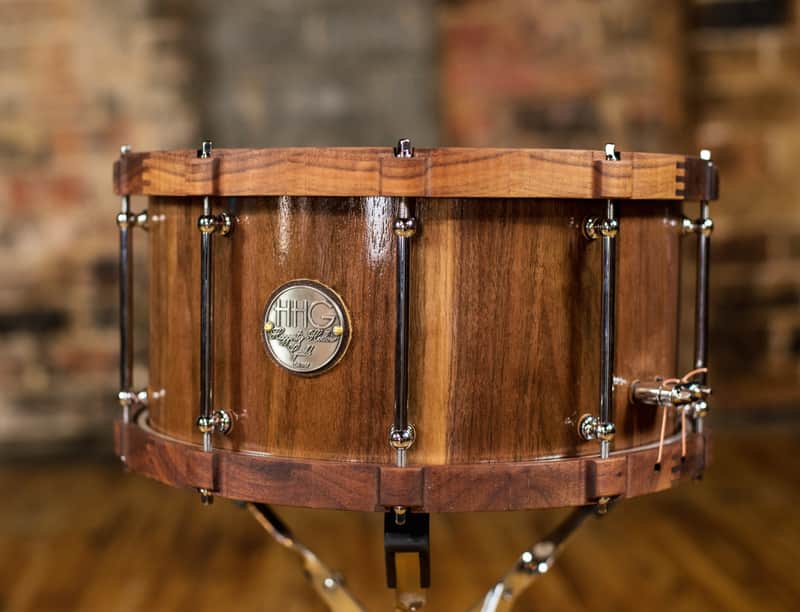 HHG Drums 14x7 Walnut Stave Snare With Wood Hoops, Semi Gloss Lacquer image 1