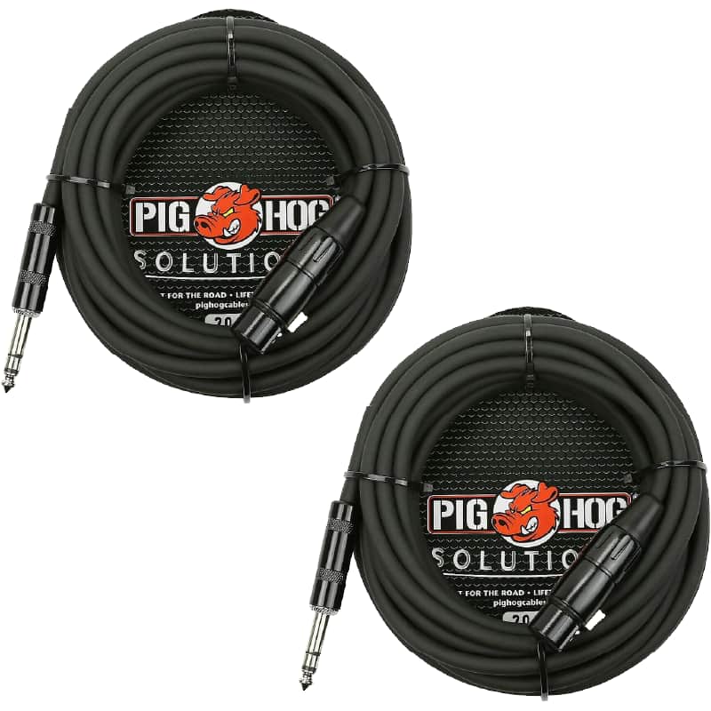 Lifetime Warranty! 2 Pack Pig Hog PX-TMXF20 Solutions 20Ft TRS(M)-XLR(F) Balanced Cable image 1