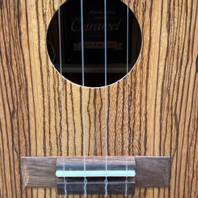 Caramel "Melts in my Heart" Acoustic-Electric Handcrafted Zebrawood Ukulele (Used - Good Condition) image 4