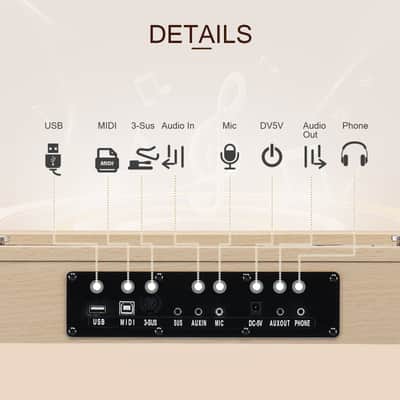 Ukscs 88 Key Full Size Semi-Weighted Standard Keyboards Wooden Digital Piano with MIDI Bluetooth, Triple Pedals，Headphone and other accessories image 2