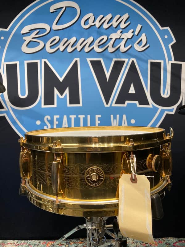 Gretsch Holy Grail 1960s Gold Engraved, Round Badge 14x5" Snare Drum. Excellent!! image 1