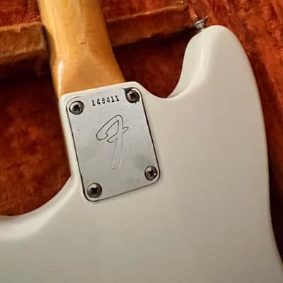 Fender Mustang 1966 - Olympic White Rare A neck 1 1/2” Small Thin Neck image 9