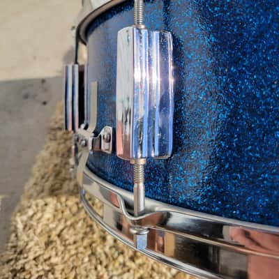Vintage MIJ Tempro 14x5.5" Snare Drum - Blue Sparkle (168-24) image 14