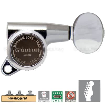 NEW Gotoh SG381-05 MGT 6 in Line NON-STAGGERED Set Locking Tuners - CHROME image 1