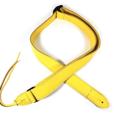 Yellow Premium Leather Ukulele Strap -Bright Yellow Leather Ukulele Strap -Handmade -Soft Leather Ukulele Strap - Button Ukulele Strap image 3